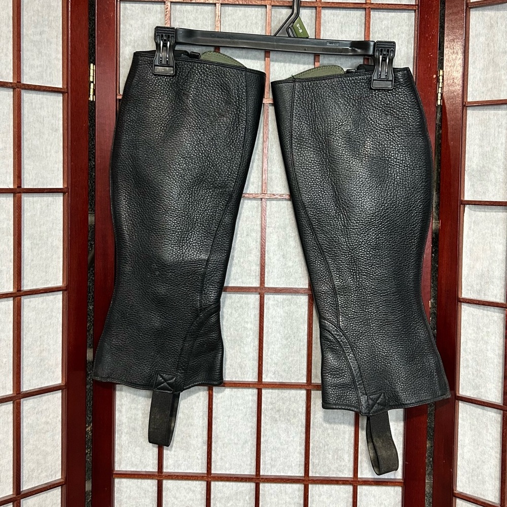 Ariat Breeze Black Leather Half Chaps Wms Sz L for Equestrian Horse Riding EUC